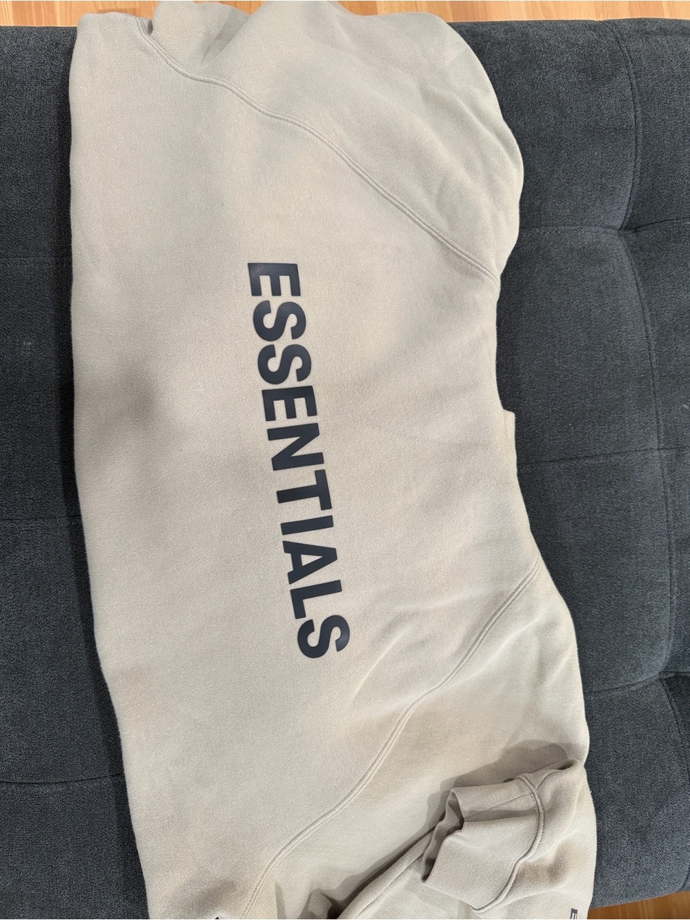 Fear of God ESSENTIALS Crewneck Sweatshirt in Light Beige with Black Logo